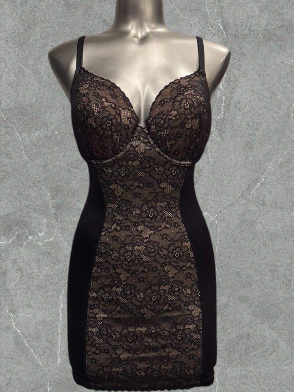 Maidenform Black Lace Shapewear Slip Dress